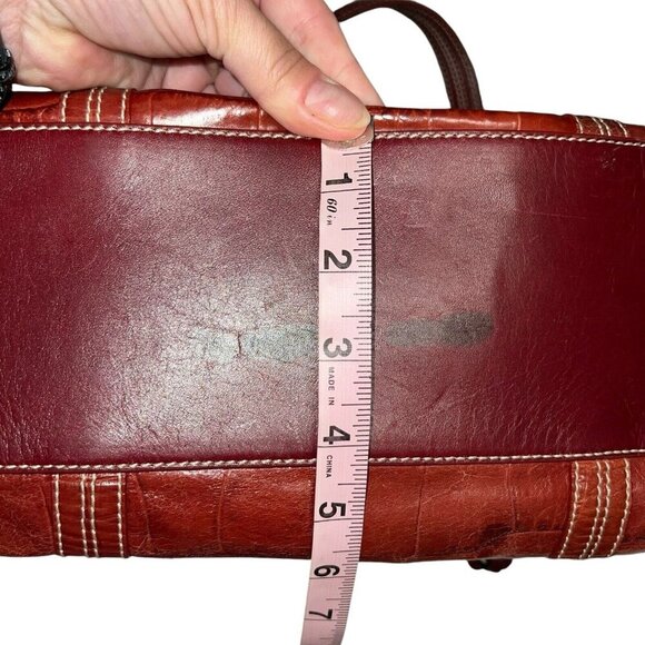 Brighton Alligator Embossed Leather Shoulder‎ Handbag Purse Bag Red Heart Charm - Picture 11 of 12